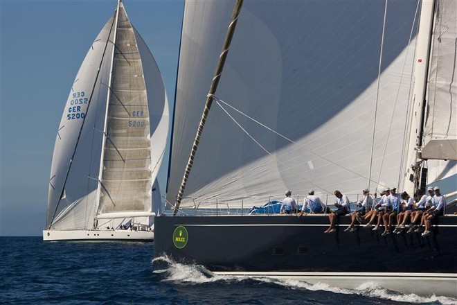 Filip Balcaen’s NILAYA and Hasso Plattner’s VISIONE - Maxi Yacht Rolex Cup 2012 &copy;  Rolex / Carlo Borlenghi http://www.carloborlenghi.net